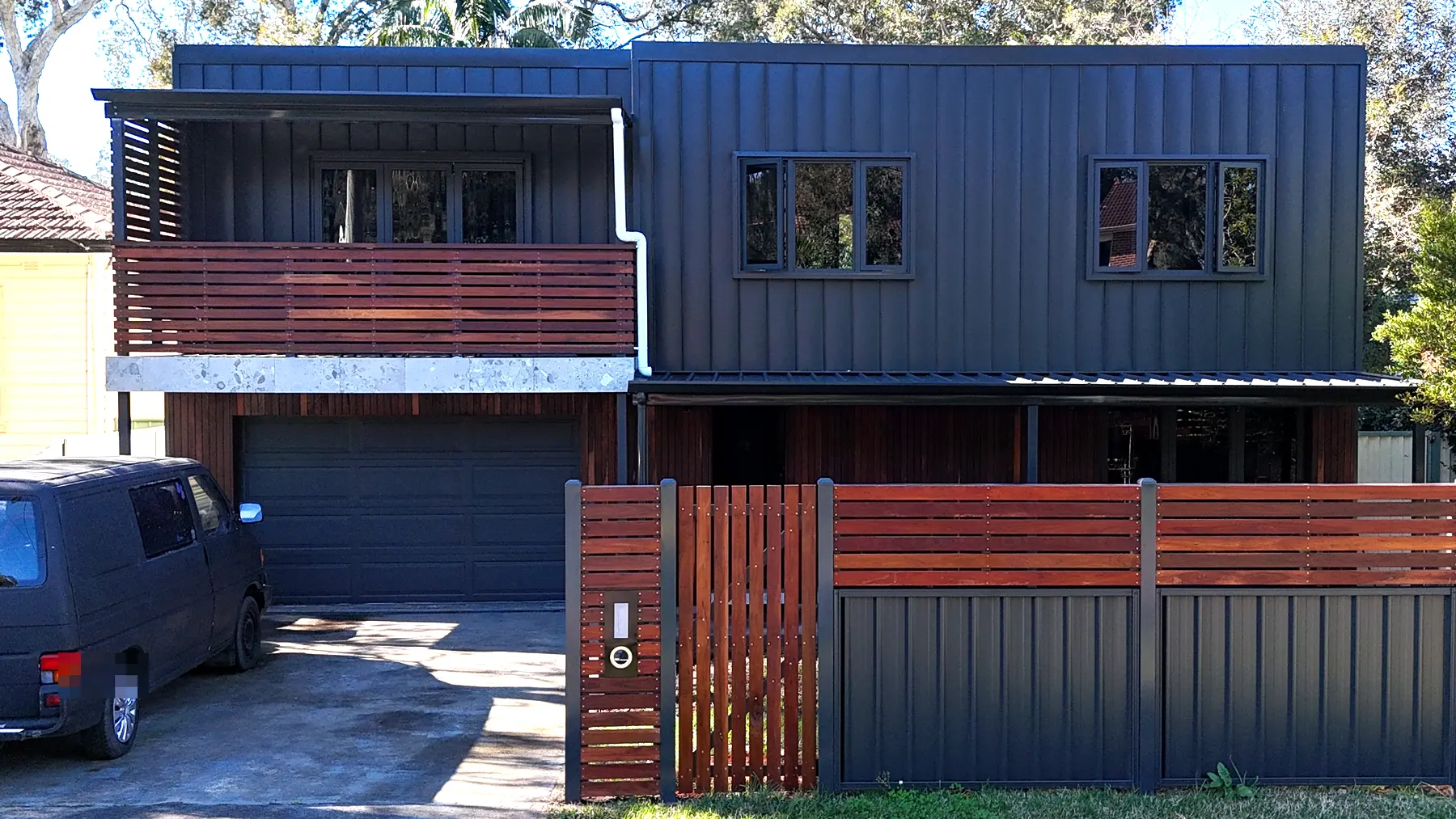 Exterior reclad, balcony & pergolas after, San Remo